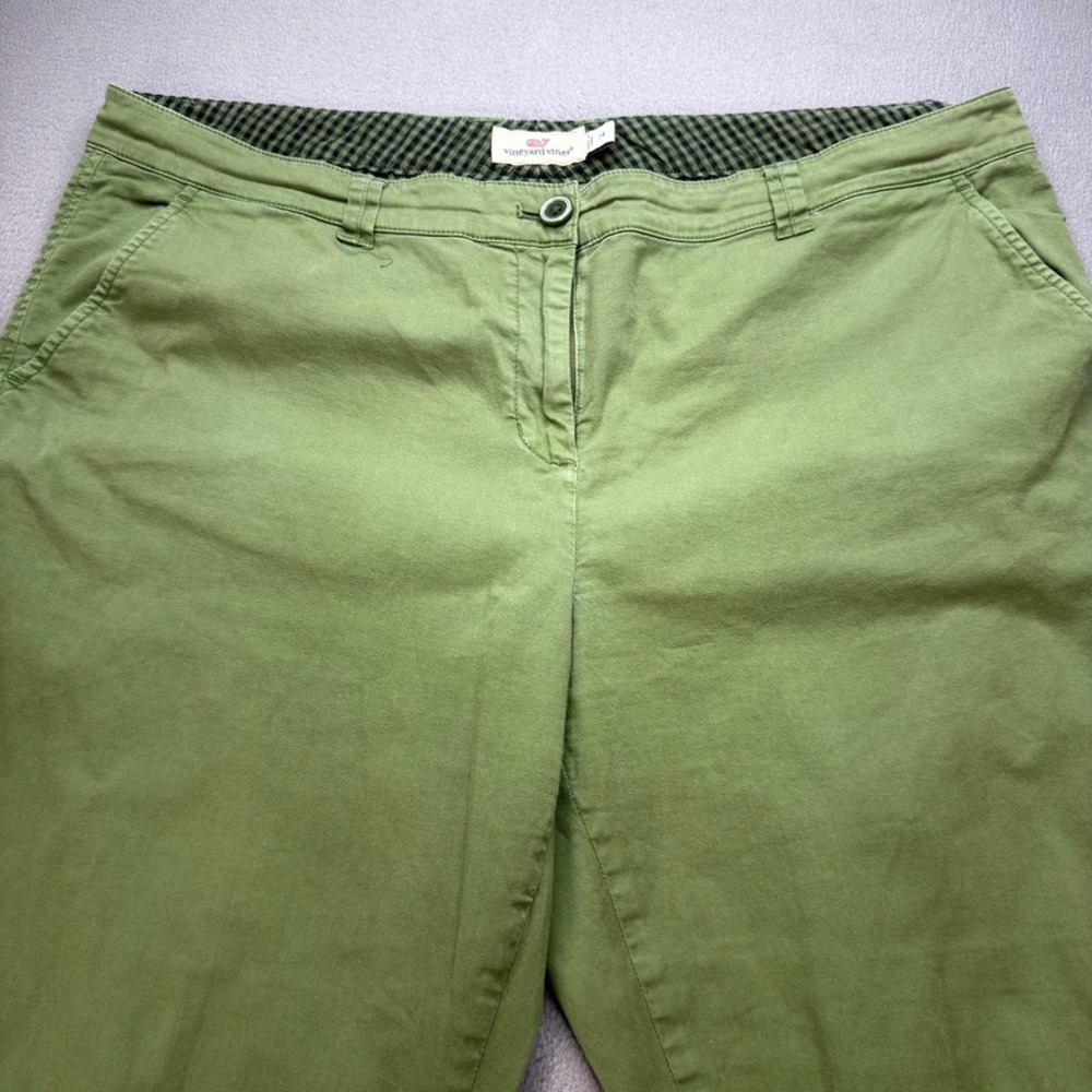 Vineyard Vines Chino Pants Straight Leg 14 Green Cotton Stretch Casual Preppy - Picture 3 of 13